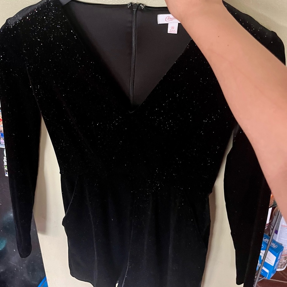 Sparkly black velvet romper